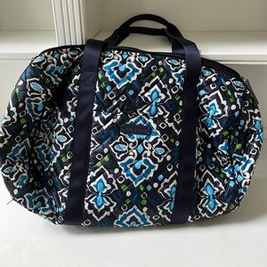 Vera Bradley navy white blue and green large duffle bag